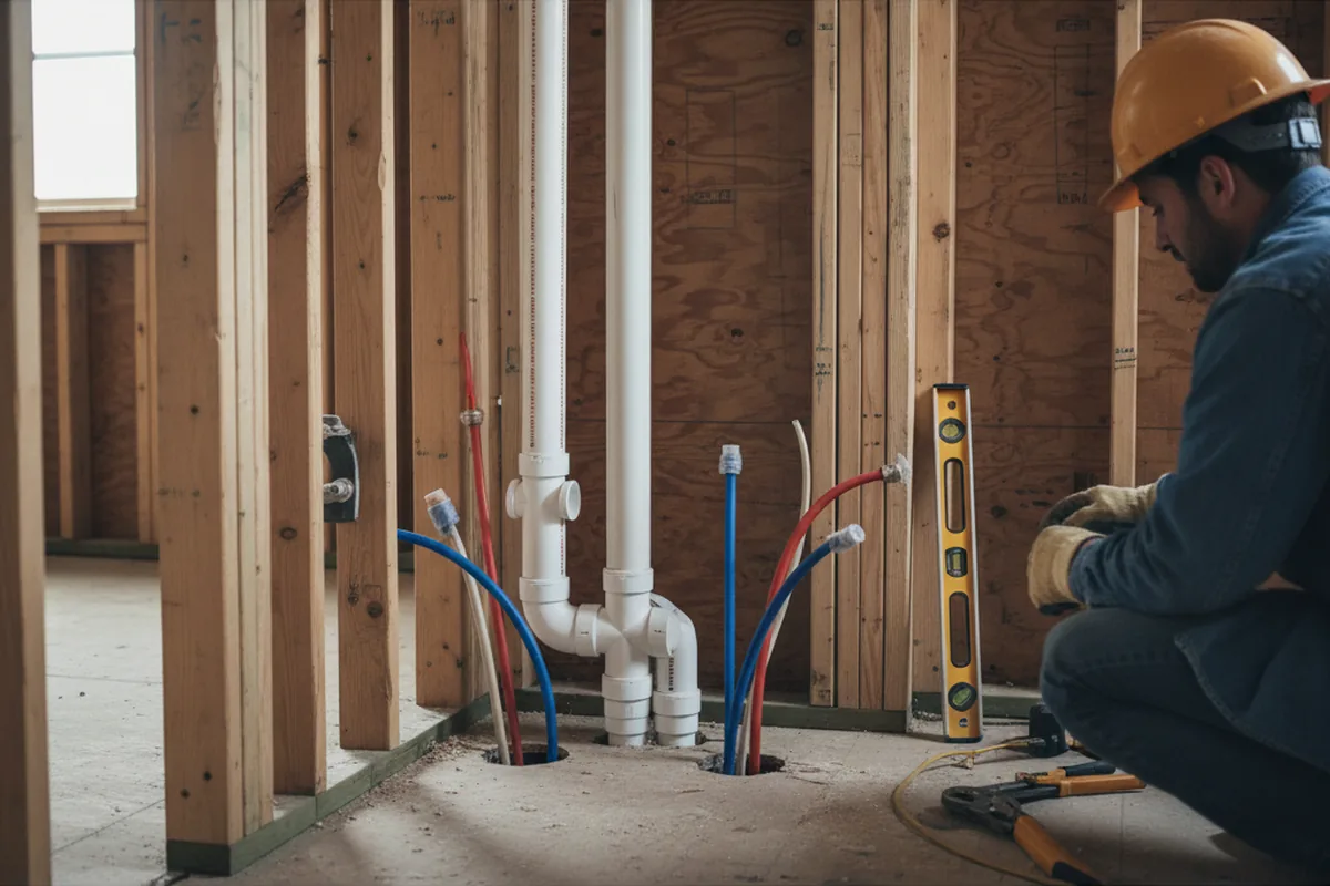 Drain and supply rough-in during Leak Detection in Deansboro