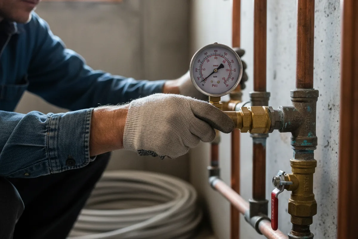 Pressure testing a repaired line during Water Line Repair in Deansboro